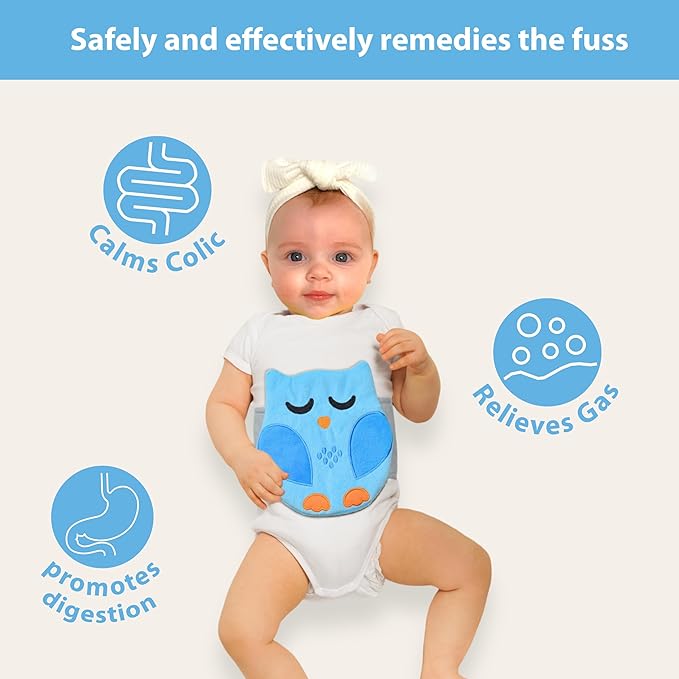 Baby Colic, Gas and Upset Stomach Relief, Baby Heated Tummy Wrap for Newborns - Belly Hugger - Infant Swaddling Belly Belt, Heating Pad with Soothing Warmth for Fussy Infants (Blue)