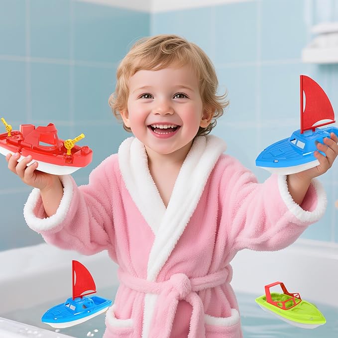 Boat Bath Toys, 3 PCS Toddler Pool Toys for Water Play, Plastic Toy Boats for Toddlers 1-3, Kids Ages 3-5