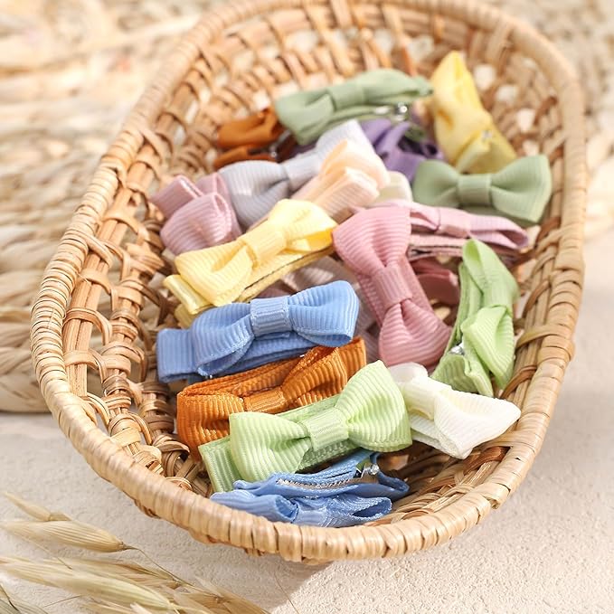 24PCS 2inch Oaoleer Baby Girls Hair Clips, Fully Lined Bows Hair Pins, Tiny Alligator Clips for Infants Toddlers - 12 Colors in Pairs (Style B)