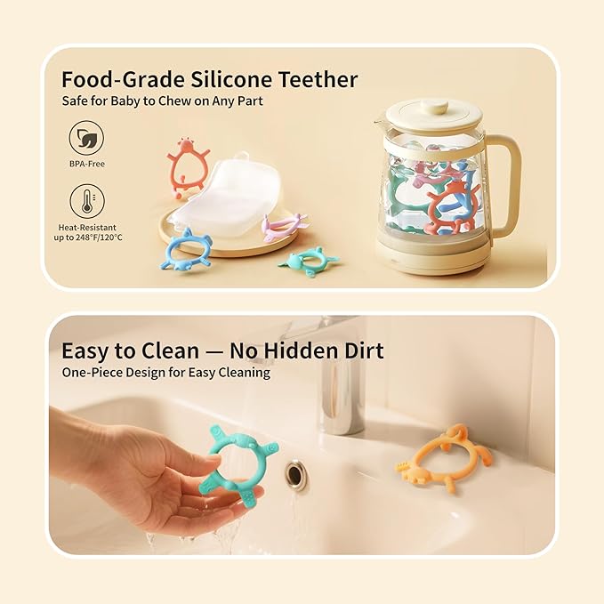 Pigeon Silicone Animal-Shaped Baby Teether, Orange Deer, 6M+, 1 Count – Multi-Textured Teething Relief Toys, Lightweight & Easy to Grasp