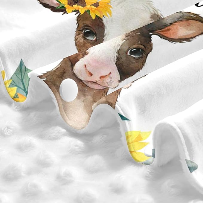 Personalized Baby Car Seat Canopy for Babies with Name, Custom Sunflower Cow Stroller Car Seat Covers for Girls, Minky Nursing Carseat Cover for Breastfeeding, Car Seat Canopies for Newborn