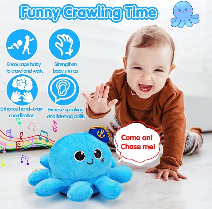Tsomtto Baby Toys 6-12 Months Musical Plush Octopus Crawling Walking Toys Light up Voice Control Dancing Infant Toy 0-6 7 8 9 10 12-18 Month 1 2 Year Old Boys Girls Tummy Time Birthday Gifts