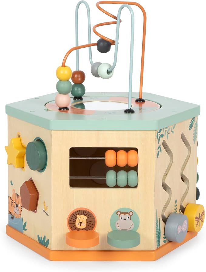 small foot Safari Motor Skills Cube 7 Sided Educational Toy 12641 [Multiple] Colorful 12641