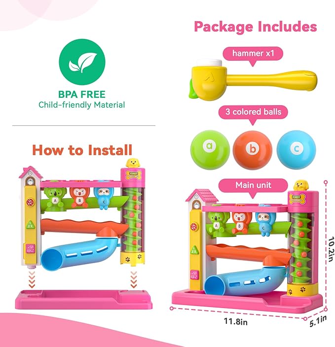 Musical Baby Toy for 1 Year Old Girl Gifts, 1st Birthday Girl Boy Gift First Xmas Present for Toddler 1-2, Interactive Learning Educational Toy for Baby 6-12-18 Months