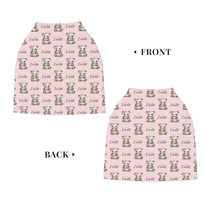 Personalized Panda Baby Car Seat Cover with Name,Multi-Use Canopy for Nursing, Strollers,Shopping Carts,Customized Breastfeeding Cover, Full Privacy,Infant Stroller Cover