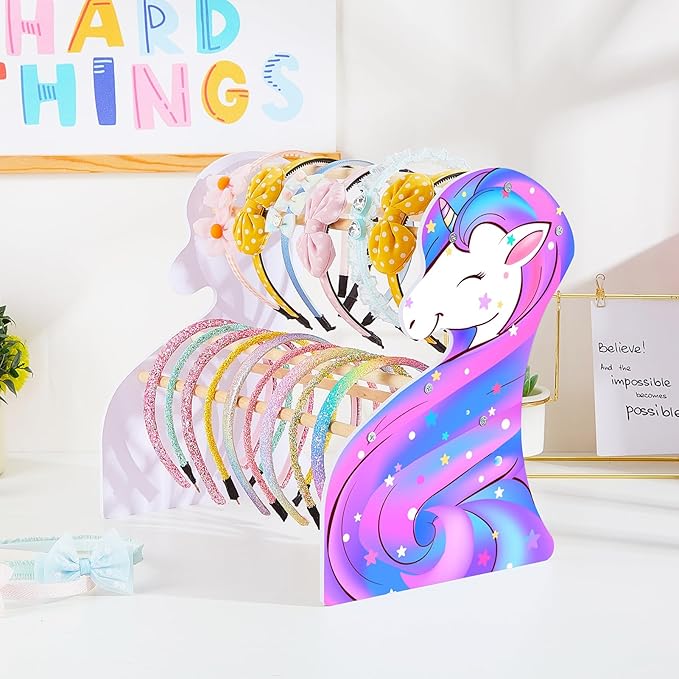 FIOBEE Girls Headband Holder Organizer Unicorn Headband Storage Hair Accessories Organizer Hairband Display Stand Home Room Decors for Kids