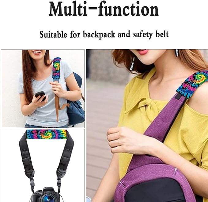 Rainbow Tie Dye Seat Belt Shoulder Strap Covers Pad for Car Universal Safety Strap Cover for Auto SUV Truck Airplane Backpack Seatbelt Covers Compatible with Most Car Car Interior Accessories