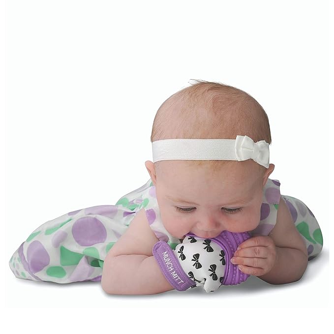 Munch Mitt Mini - Yellow' (Purple, Bows)