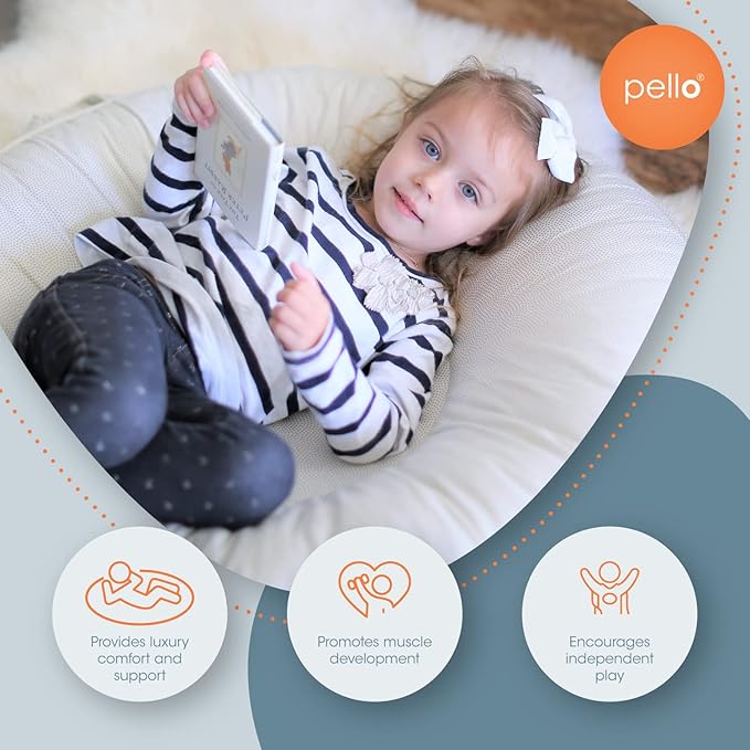 Pello Toddler Floor Cushion - Multi-Use Play Mat, Lounger, Washable, Plush, Sadie/Light Pink