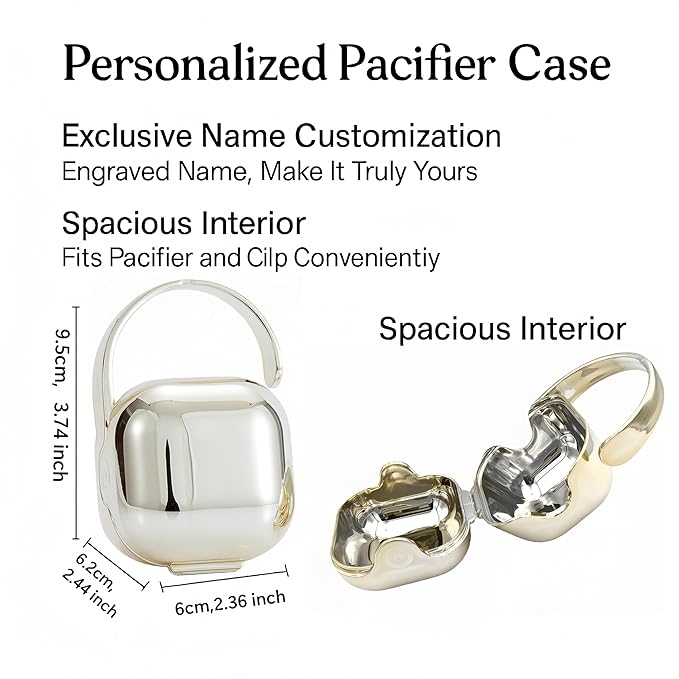 Personalized Bling Pacifier Box and Pacifier Set Unique Gift to New Bron Baby Baby Shower Gift (Gold)