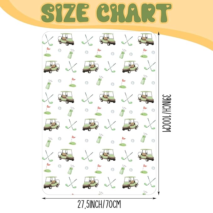 Honeydak Golf Baby Car Seat Cover Minky Infant Golf Nursing Decor Canopy Breastfeeding Blankets Peekaboo Opening Stroller Stuff for Newborn Baby Boy Girl, 27.5 x 39 Inch