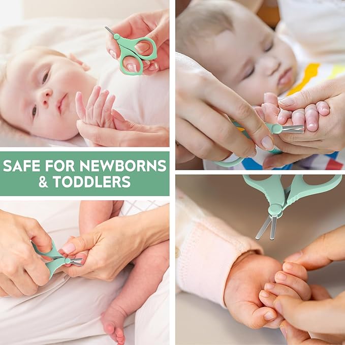 Baby Nail Scissors, Infant Nail Clippers with Safety Round Tip, Toddler Nail Clipper, Newborn Fingernail Cutter with Protective Cap, Nail Clippers for Baby Care Shower Gift