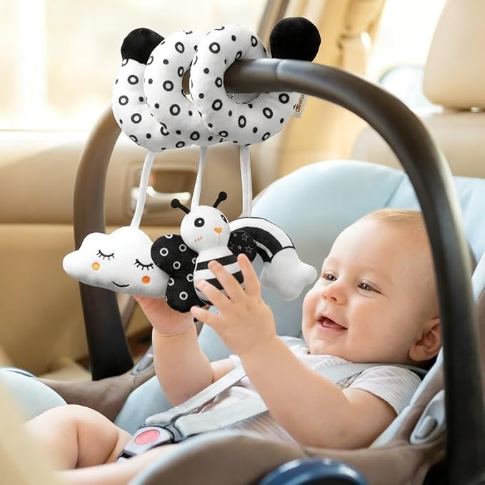 Multi-Use Baby Spiral Activity Toy – Spiral carseat Toy for Car Seat, Stroller,Play Gym, Keeps Baby Quiet, Easy Travel Solution