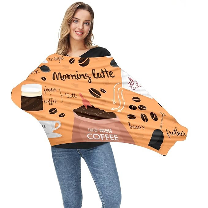 Baby Car Seat Stroller Covers Coffee Latte Spoon Nursing Cover Breastfeeding Scarf Soft Breathable Stretchy Coverage Carseat Canopy Cover for Boys and Girls Multi Use