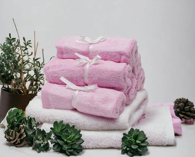 BY LORA Soft Face Cloths for Newborn, Absorbent Bath Face Towels, Baby Wipes, Burp Cloths or Face Towels, 6-Pack, Pink
