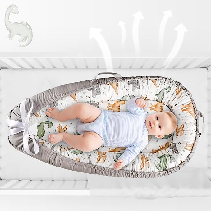 Hooyax Baby Lounger Cover, 100% Cotton, Reversible, Dinosaur Pattern, Compatible with Most Loungers