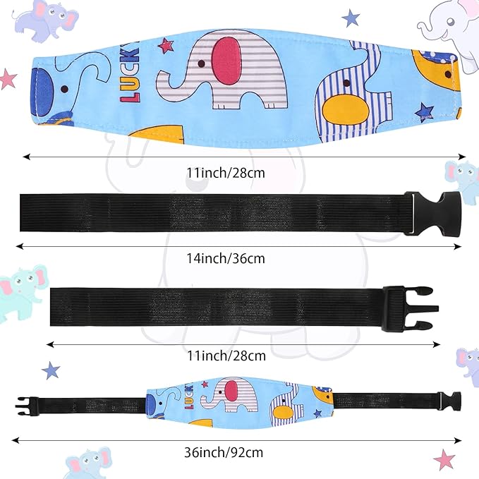 HESTYA 2 Pcs Carseat Head Support Toddler, Stroller Seat Headrest for Sleeping Traveling, Neck Relief Headband Strap for Kids Children Toddler Infant(Elephant)