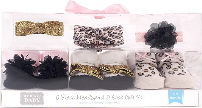 Hudson Baby Girl's Headband and Socks Giftset