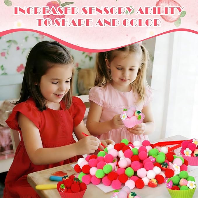 143 Pcs Strawberry Sensory Bin Items Spring Summer Counting Sorting Sensory Bin Filler Fine Motor Strawberry Counts for Valentine Sorting Counting Decor