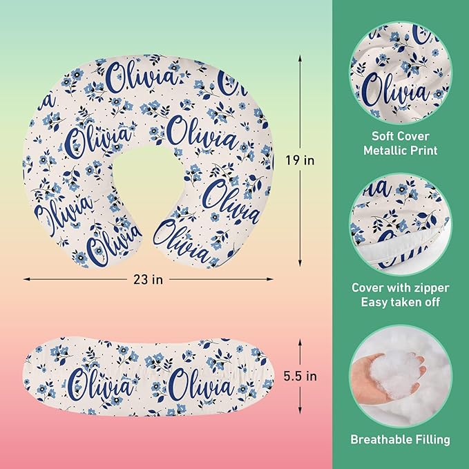 Custom Name Car Seat Canopy - Baby Car Seat Covers, Infant Stroller Cover, Carseat Canopy Christmas Birthday Gifts for Girls and Boys Blue Flower Printing