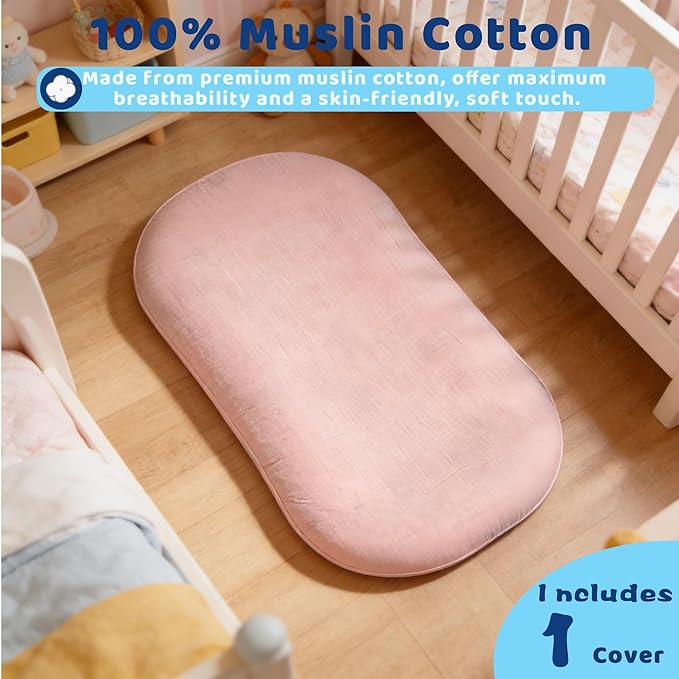 Baby Lounger, Newborn Lounger with Breathable & Soft Cover for Floor, Couch & Travel, 0-24 Months Newborn Babies Essentials Gifts. Pink (1 Cover Included)