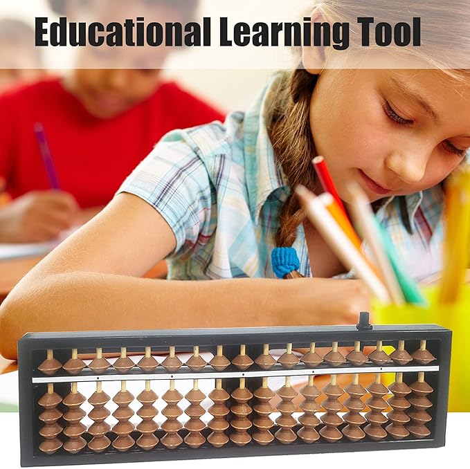 Digit Standard Abacus Soroban Professional 17 Column (10.2 inch) Math Abacus, Math Calculating Tool with Reset Button for Adults Kids (Brown)