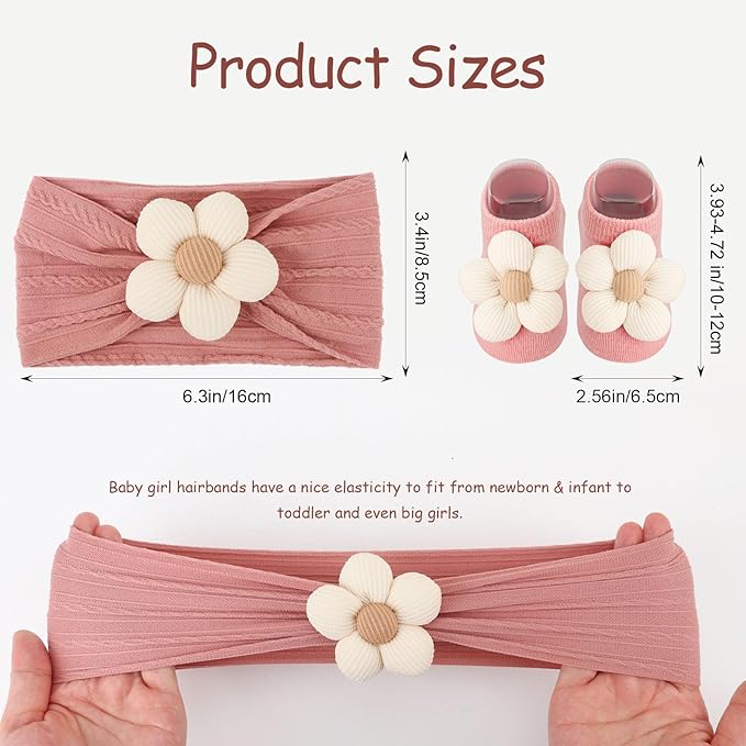 AQOKKA Baby Flower Headbands Nylon Baby Girl Headbands Soft Handmade Hairbands Toddler Hair Accessories for Girls