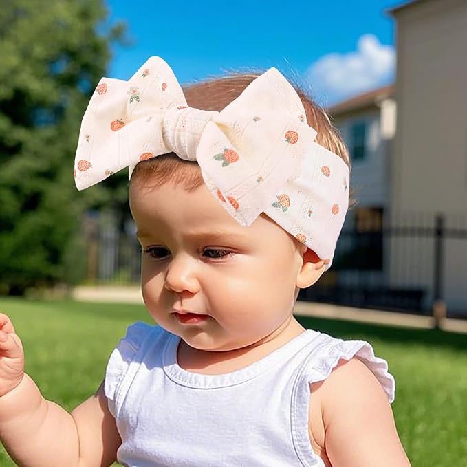 LemonSpace Handmade baby bow with Knotted Double Bows Stretchy Soft Cotton Infant Headwrap Comfortable Hair Accessories for Newborn,Toddler,Kids Ideal Gift for Baby Shower,Holidays