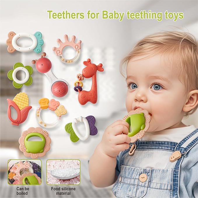 Baby Toys 0-6 Months - Baby Rattles Teething Toys 3-6 Month Infant Toys 6-12 Months Teether Toy Babies Gift Teething Toys