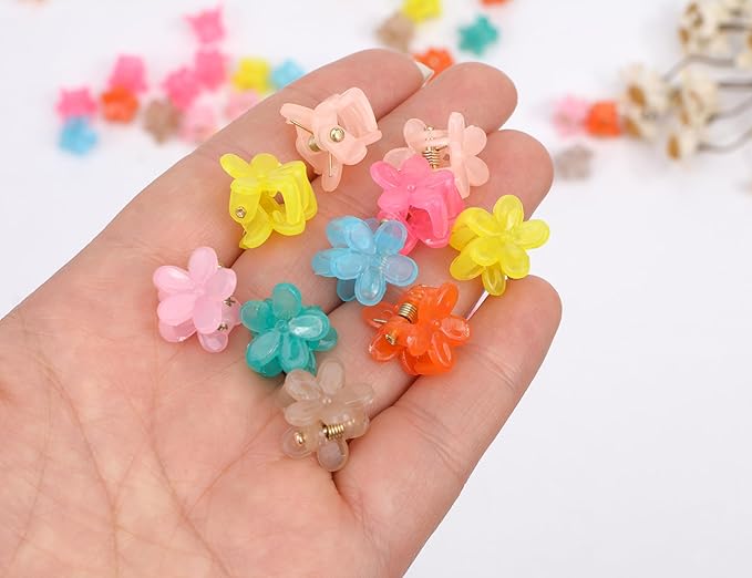 50 Pcs Colorful Mini Hair Claw Small Hair Clips Clamps Hair Accessories for Baby Girl Decorative Bun Tiny Hair Clips (Set-B)
