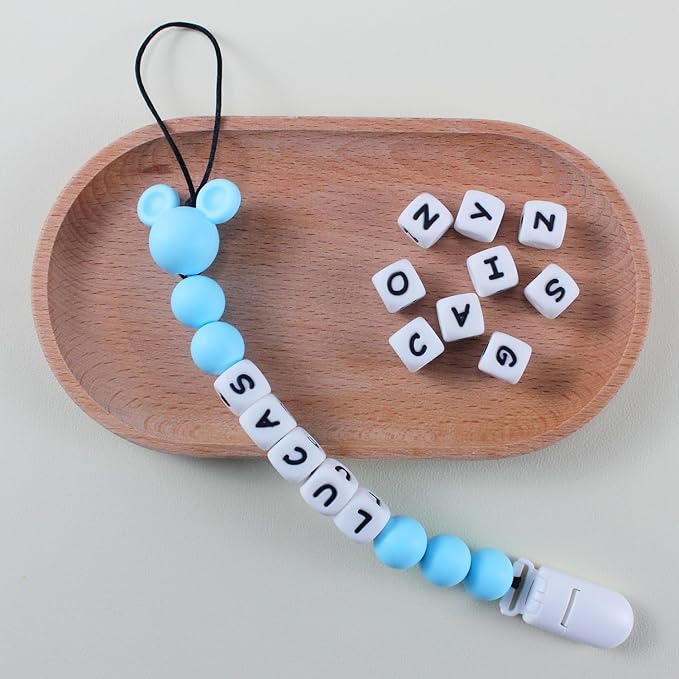 Personalized Pacifier Clip with Name, Customized Pacifier Clip with Name for Baby, Pacifier Holder with Cute Mouse Head