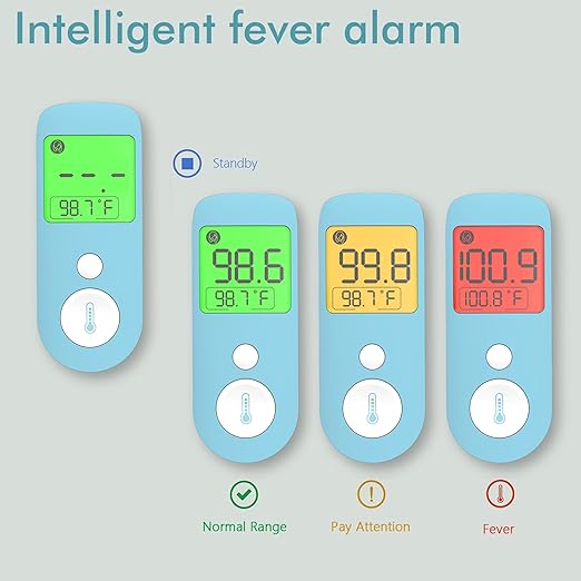 20C Ear and Forehead Thermometer for Baby&Adults Digital Infrared Thermometer with 1s Reading Easy Operation 4-Color Backlight Data Storage Fever Alarm Magnetic Cap for Body Surface & Room Use