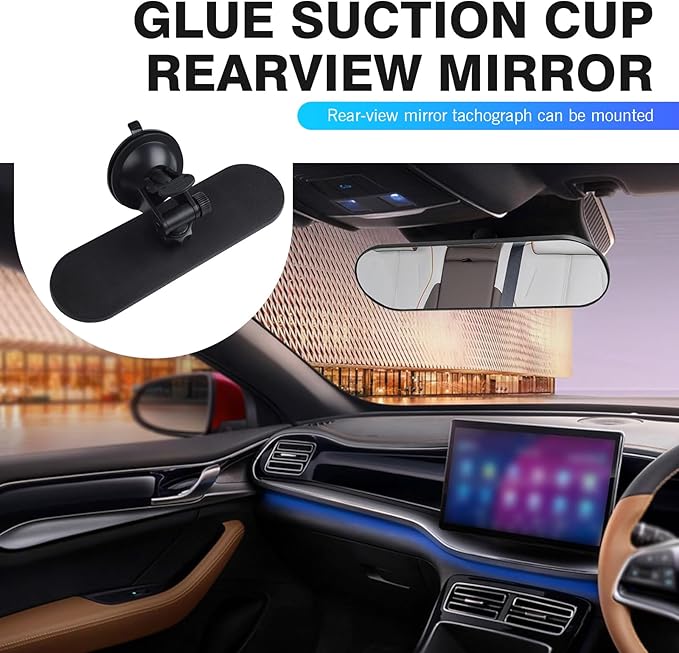 Rear View Mirror, Larger and Wider Enlarged Vision HD Glass Mirror, Anti-glare Multifunctional Rear Seat Baby Observation Accessories with Suction Cup, for Most Cars Trucks (White)