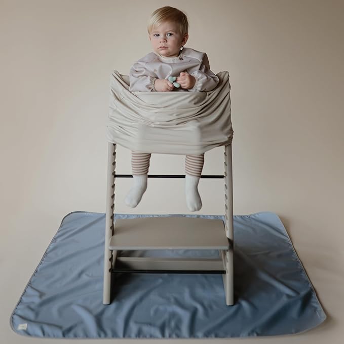 mushie Baby Car Seat Canopy Cover | Breathable & Stretchy Multi Use Cover for Breastfeeding, Nursing, High Chair, Shopping Cart, Strollers (Fog)