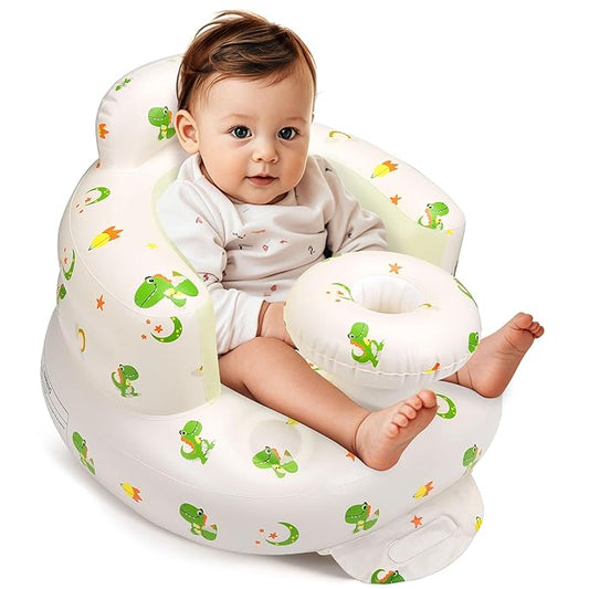 Inflatable Baby Seat for 3-36 Months, Back Support, Built-in Air Pump, Learning to Sit, Blow Up Floor Seat with Tray
