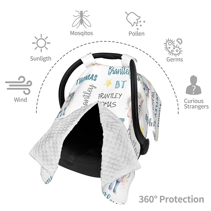 Personalized Winter Baby Car Seat Cover with Name Horse Winter Car Seat Cover for Baby Seat or Stroller Custom Infant Car Seat Covers Minky Blankets Nursing Cover Breastfeeding Scarf