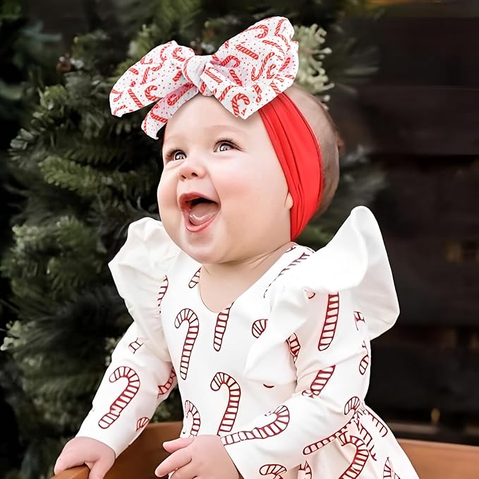 Christmas Bows for Girls - Santa & Candy Cane Bows - Red Baby & Toddler Girl Headbands