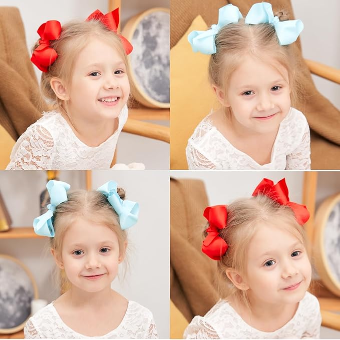 40PCS 4.5 Inch Hair Bows for Girls Grosgrain Ribbon Toddler Hair Accessories with Alligator Clips for Toddlers Baby Girls Kids Teens in Pairs