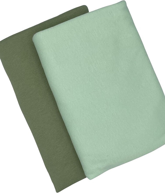 Pack N Play Sheets Fitted 27 x 39, Compatible with Graco Pack N Play or Similar - 100% Jersey Cotton - Soft, Durable - 2 Pack (Light-Dark Green, Guava Lotus & Baby Bjorn 24x42)