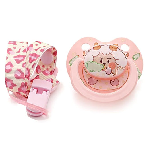 Cute Adult Size Pacifier: Big Shield Paci for Anxiety with Paci Clips - Soft Silicone Large Nipple for Sleep