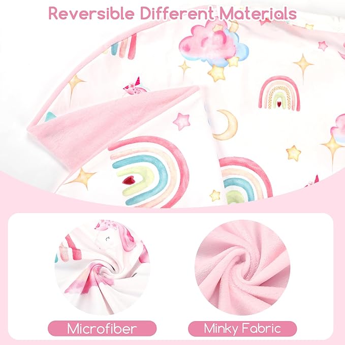 Newborn Lounger Cover for Boys Girls, Soft Comfortable Baby Lounger Cover 1 Pack Reversible Removable Fleece Slipover for Infant Lounger Pillow, Unicorn (Cover Only)