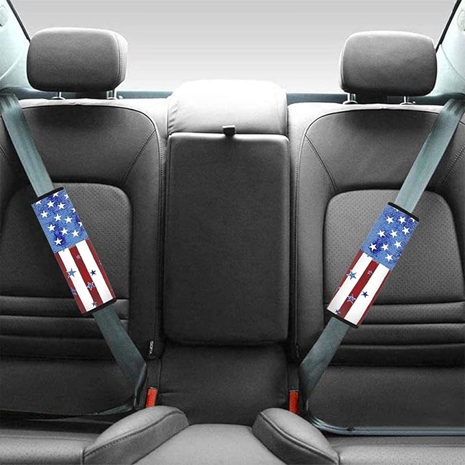 American Flag 4 Pack Seat Belt Cover Car Seat Shoulder Strap Pads Seat Belt Pad Seatbelt Covers Compatible with Most Car Accessories for Women