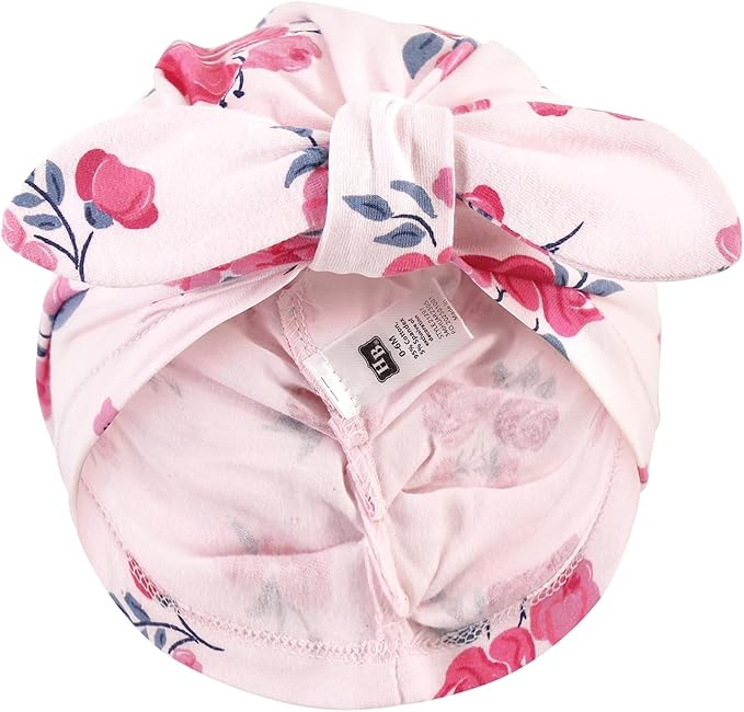 Hudson Baby Infant Girls Turban Cotton Headwraps, 0-24 Months