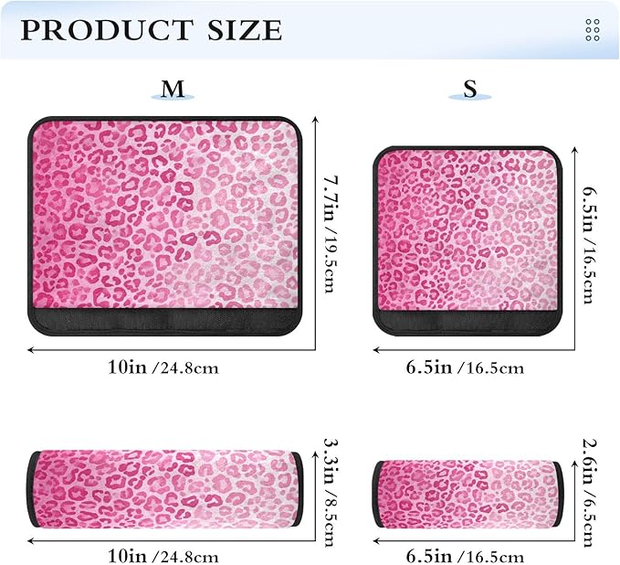 2 Pack Seatbelt Covers Seat Belt Cover Pad for Adults Boys Girls Car Seat Strap Covers Pads Cushion Universal Shoulder Strap Pad Protector for Backpack Camera Bag 10x7.7Inch Gradient Pink Leopard Prin