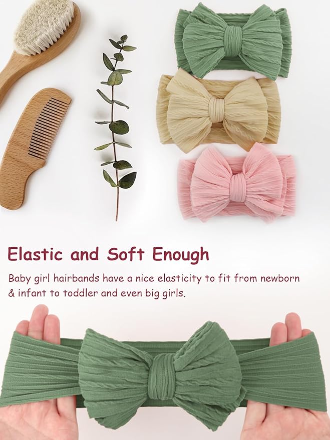 AQOKKA Baby Bows Headbands Nylon Baby Girl Headbands Soft Handmade Hairbands Toddler Hair Accessories for Girls Baby Newborn Infant Kids