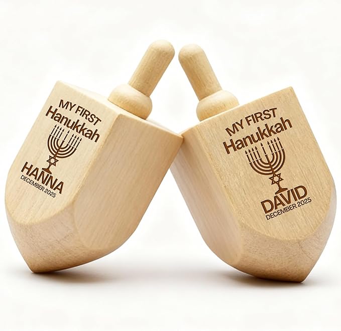 Personalized Wooden Dreidel for Kids Boys & Girls –Custom Engraved Hanukkah Dreidel with Name –Unique Small Hanukkah Gifts for Kids, Friends, and Family – Fun Hanukkah Games and Dreidel Décor Keepsake