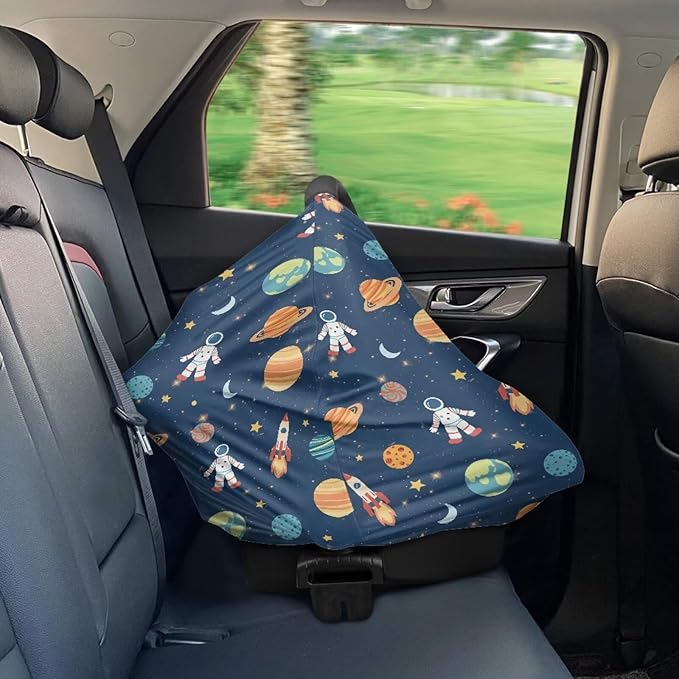 GIFTPUZZ Galaxy Car Seat Covers Nursing Cover Carseat Canopy for Babies Privacy Protection, Multi- Use Breastfeeding Covers, Nursing Scarf Baby, Infant Car Canopy for Spring Autumn