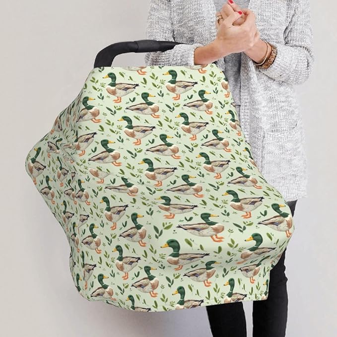 Farm Animal Cute Mallard Duck Baby Car Seat Covers Carseat Canopy Soft Infant Stroller Cover Nursing Breastfeeding Covers for Girls Boys Newborn