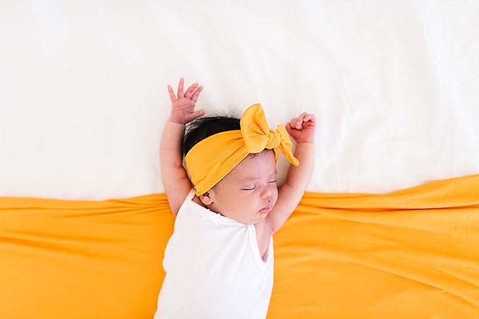 Copper Pearl Baby Bows: Stylish Headbands for Baby Girls, Premium Soft and Stretchy Baby Headbands, Perfect for Newborns, Trendy Designs - Solar