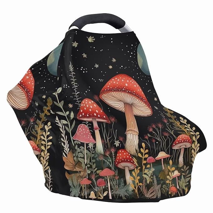 Youngerbaby Mushroom Nursing Cover Carseat Canopy Car Seat Covers for Babies Mom Breastfeeding Scarf Infant Multi Use Cover for Baby Stroller Shopping Cart Feeding High Chair
